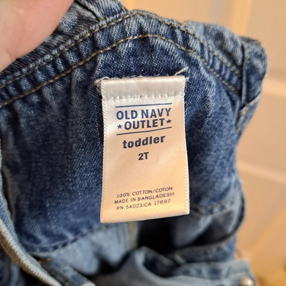 Vintage Old Navy 2003 Y2K Baby Toddler Unisex Denim Button Up 2T Overalls - Picture 7 of 9